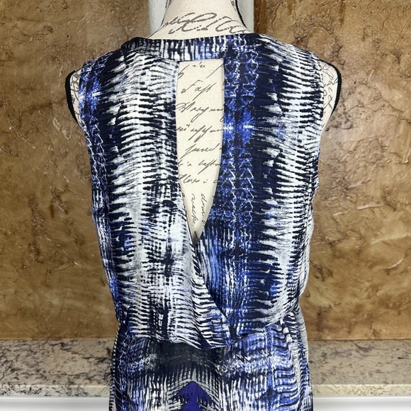 Parker Karen Baybreeze Mini Dress Women Medium Back Cutout Blue White Sleeveless - Picture 10 of 10